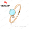 Blue Topaz Ring einfache 18K Gold Ring-Designs